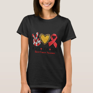 Camiseta Conscientização do Câncer de Sangue Paz Amor Cura