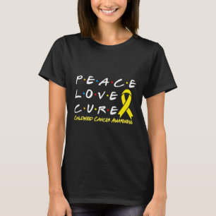 Camiseta Conscientização do Câncer Infantil Paz Amor Cura