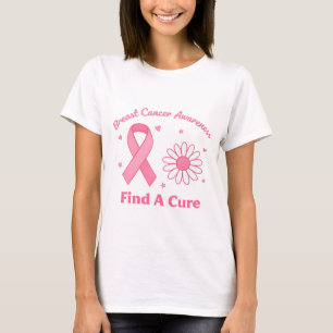 Camiseta Conscientização do Cancro da Mama Rosa Encontrar U
