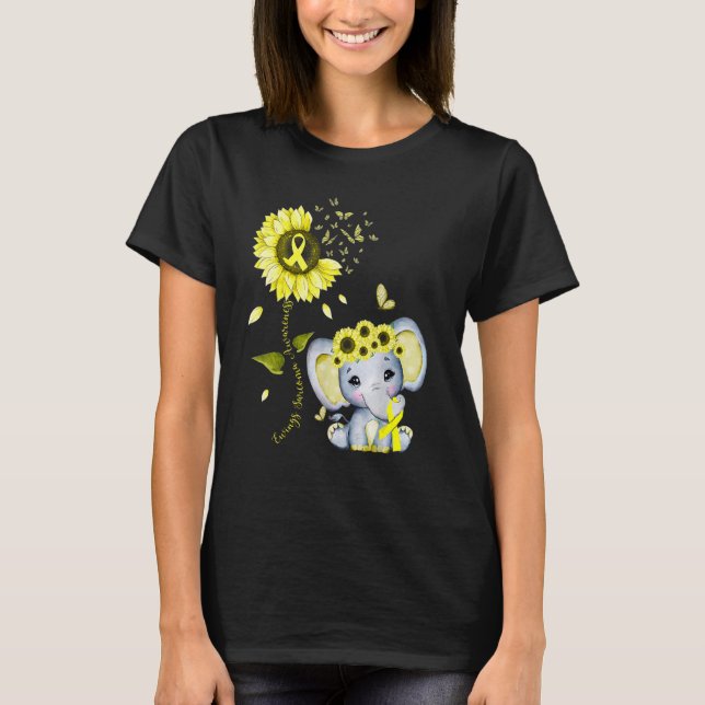 Camiseta Conscientização do Sarcoma de Ewing Amarelo Girass (Frente)