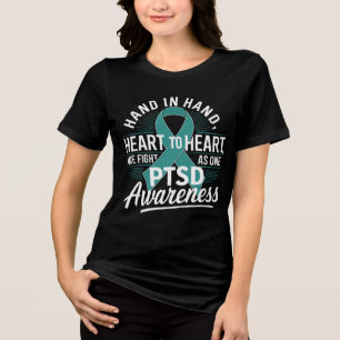 Camiseta Conscientização do TEPT de mãos dadas