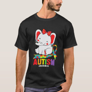 Camiseta Conscientização Elefante Mãe Usando Brincos Autism