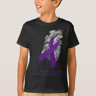 Camiseta Conscientização Laço Roxo Coração Sinto Sua Falta 