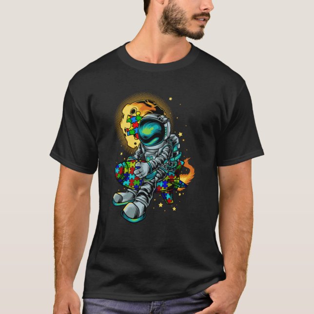 Camiseta Conscientização sobre Autismo de Astronauta Com Pl (Frente)