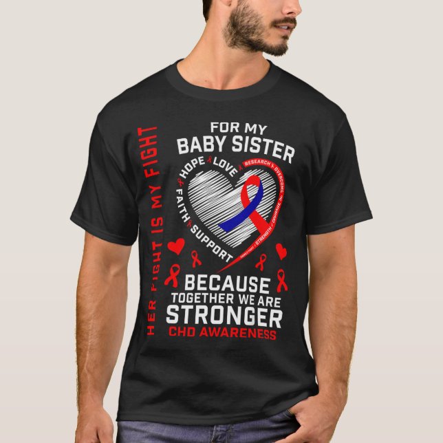 Camiseta Conscientização sobre CHD Irmãzinha Bebê Doença Ca (Frente)