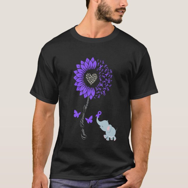 Camiseta Conscientização sobre Fibrose Cística Girassol Ele (Frente)