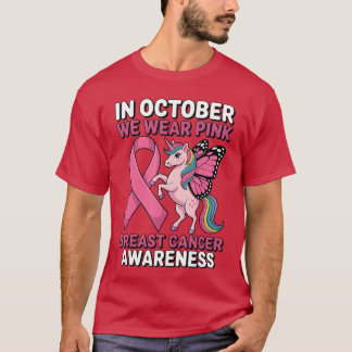 Camiseta Conscientização sobre o câncer de mama Unicórnio e