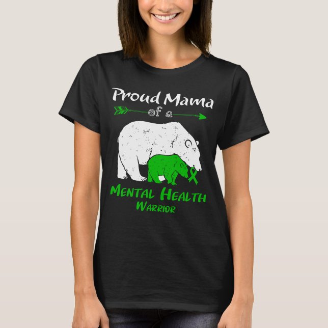 Camiseta Conscientização sobre Saúde Mental da Mãe Urso Org (Frente)