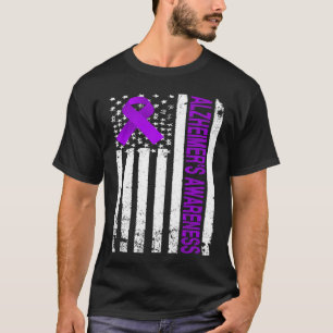 Camiseta Conscientização - Usa Flag Ribbon Roxo