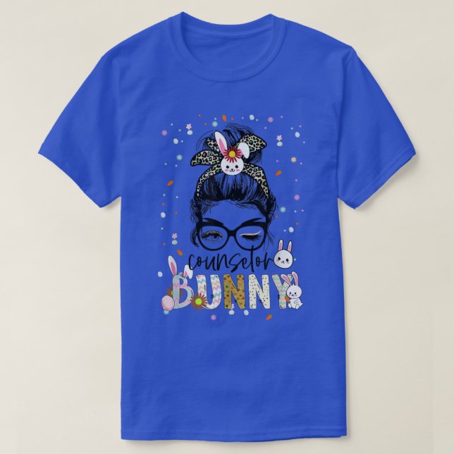 Camiseta Conselheira Bunny Leopard Messy Bun School Conselh (Frente do Design)