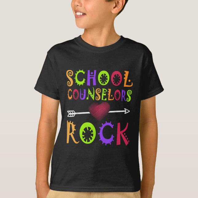 Camiseta Conselheira Escolar de Livro de Coração de Rock (Frente)