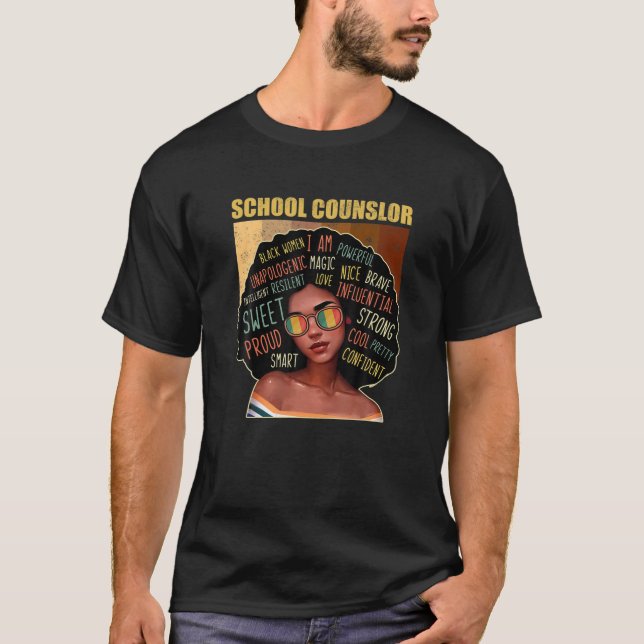 Camiseta Conselheiro escolar Afro-Americano Black Histo (Frente)