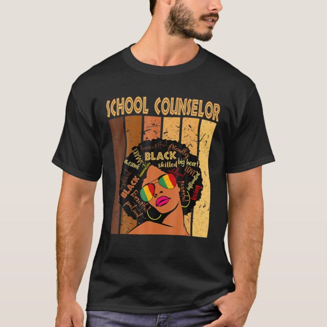 Camiseta Conselheiro escolar Afro-Americano Black Histo (Frente)