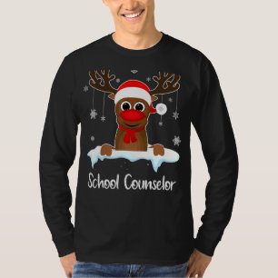 Camiseta Conselheiro escolar Reindeer Santa Hat Christma