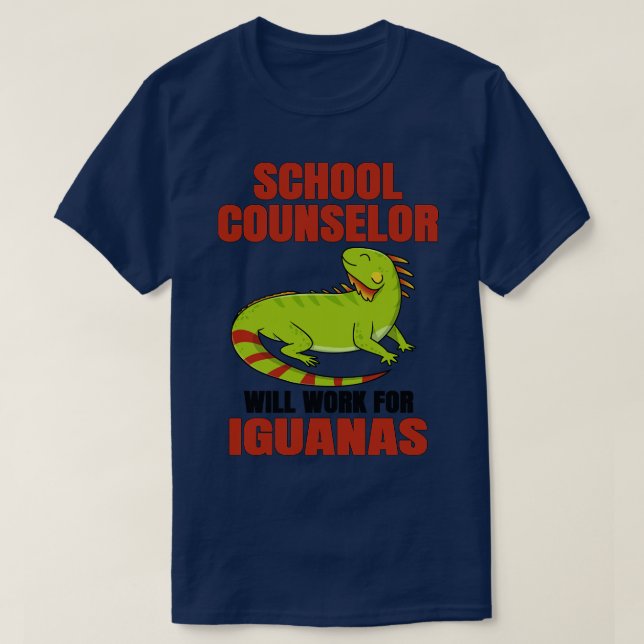 Camiseta Conselheiro Escolar Trabalhará Para Iguanas (Frente do Design)