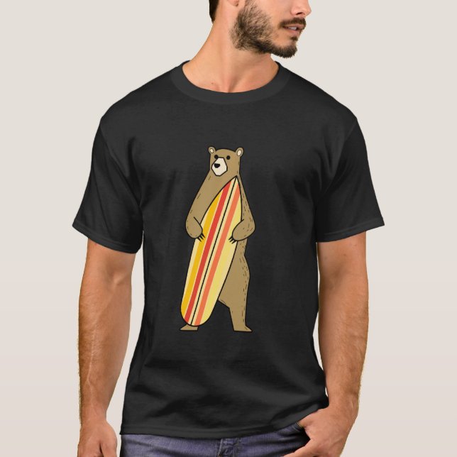 Camiseta Conselho De Urso Bonito Surfando Engraçado Para Ho (Frente)