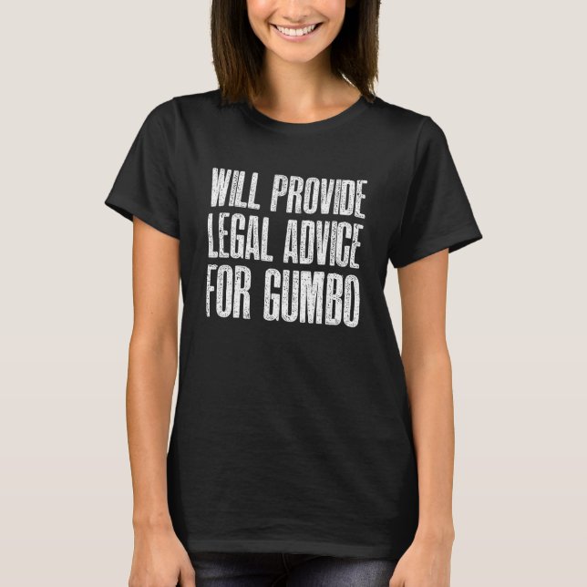 Camiseta Conselho Jurídico Masculino Para Comida Cajun Gumb (Frente)