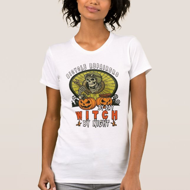 Camiseta Consertadores de Bicicleta Caveira de Bruxa Chave  (Frente)