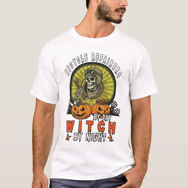 Camiseta Consertadores de Bicicletas Caveira de Bruxa Chave (Frente)