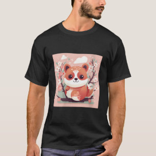 Camiseta Conserto Adorável Com Nosso Panda Vermelho E Flor