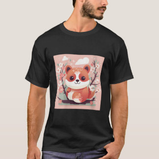 Camiseta Conserto Adorável Com Nosso Panda Vermelho E Flor 