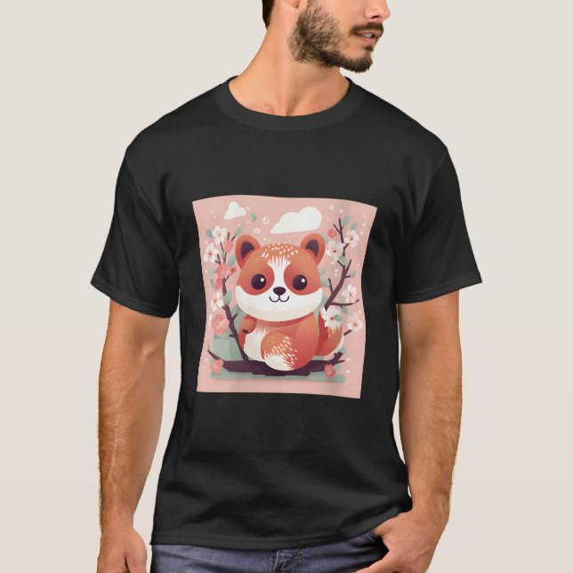 Camiseta Conserto Adorável Com Nosso Panda Vermelho E Flor  (Frente)