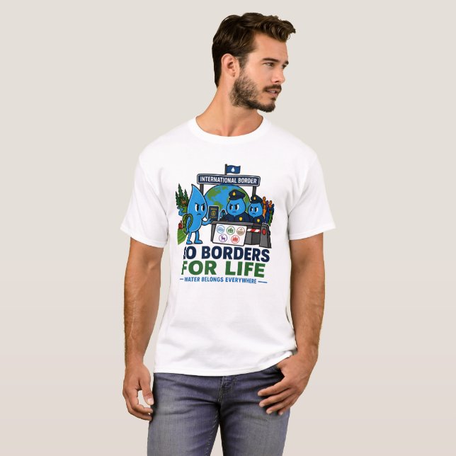 Camiseta Conservação de Água para a Vida sem Fronteiras (Frente Completa)