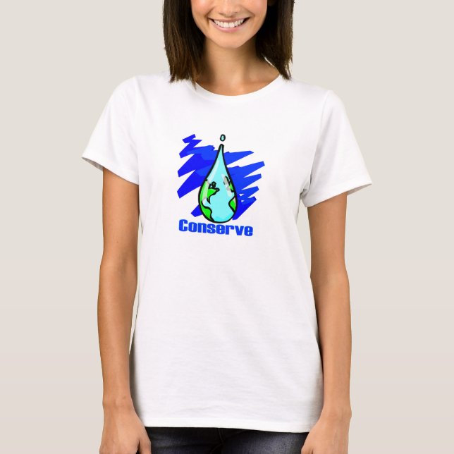 Camiseta Conservar água - água - terra (Frente)
