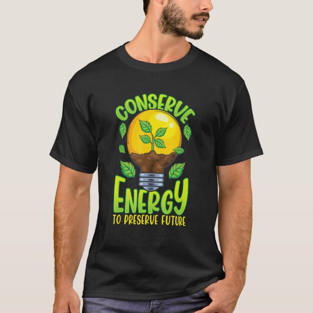 Camiseta Conserve Energy Lightbulb Tree Green Environment (Frente)