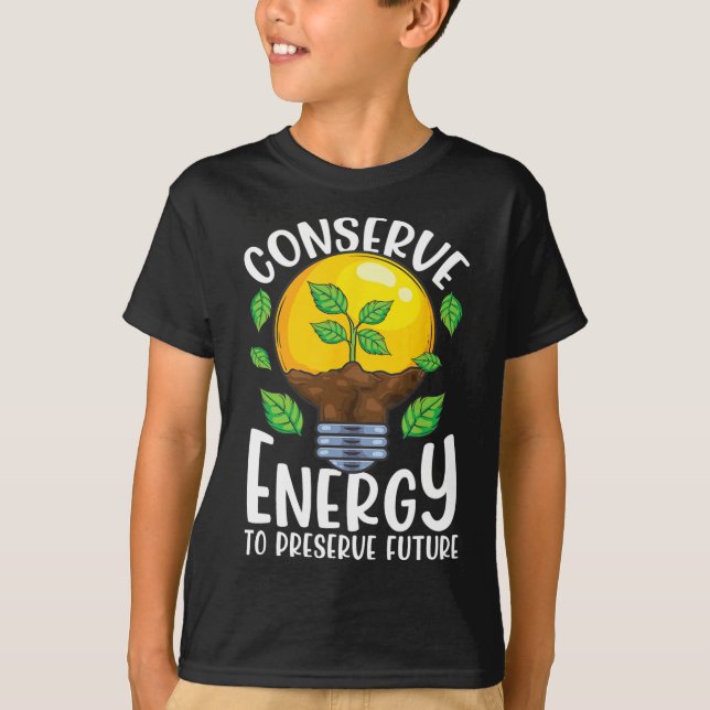 Camiseta Conserve o ambiente verde da árvore de lâmpadas de (Frente)