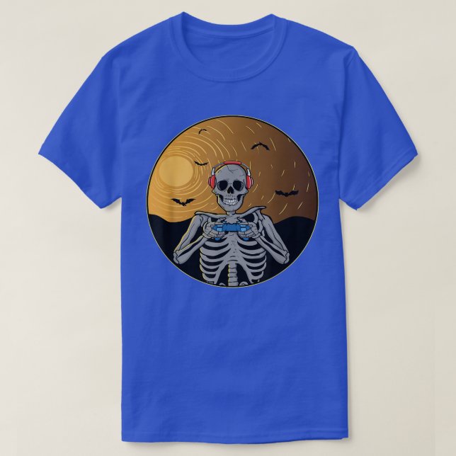Camiseta Console Gamer Skull Video Controller Diversão de J (Frente do Design)