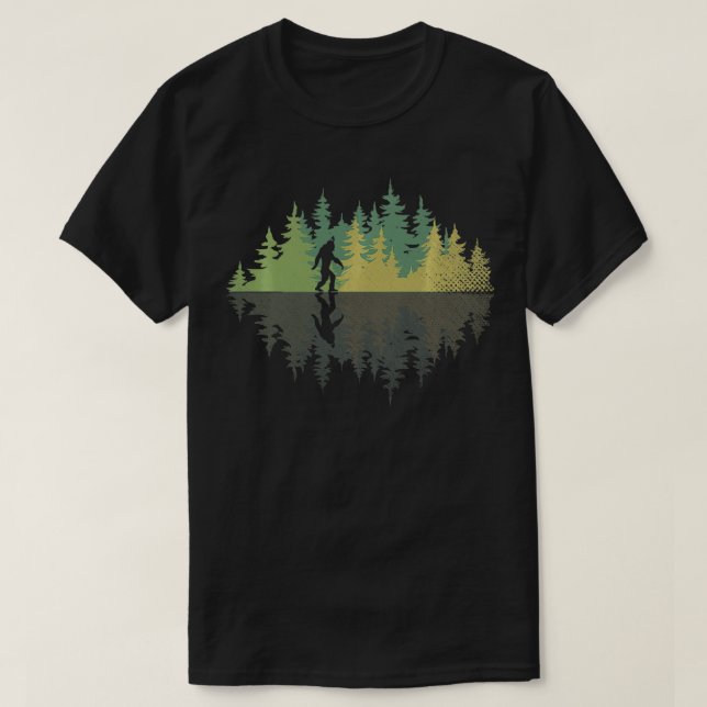 Camiseta Conspiração de Árvores Florestais em Reflexão do Y (Frente do Design)