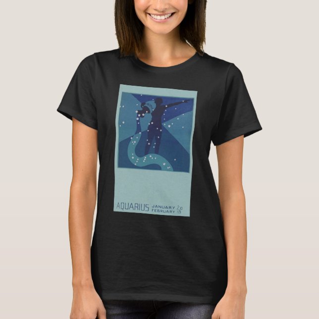 Camiseta Constelação Aquarius, Astrologia Zodiac Vintage (Frente)