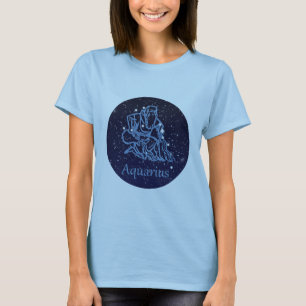 Camiseta Constelação de Aquário e Signo do Zodíaco com Estr