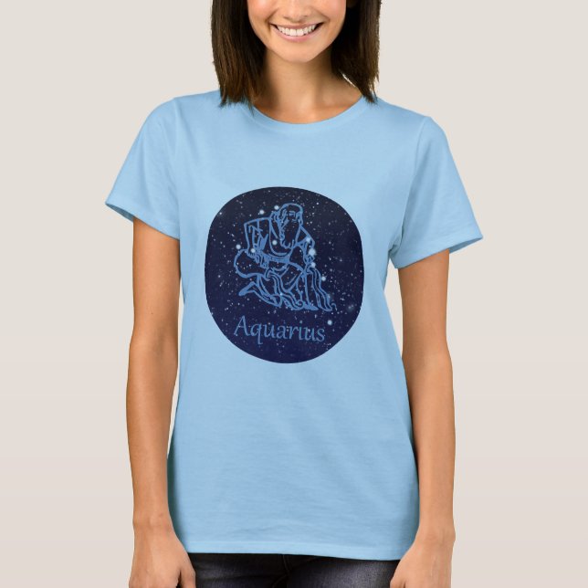 Camiseta Constelação de Aquarius e Sinal de Zodíaco com Est (Frente)