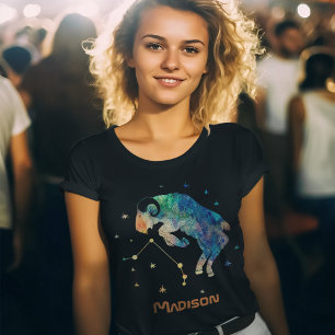 Camiseta Constelação de Áries Zodíaco Aquarela Estrelas Gal