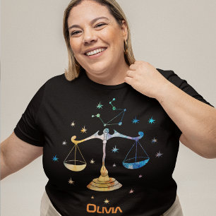 Camiseta Constelação de Libra Zodíaco Aquarela Estrelas Gal