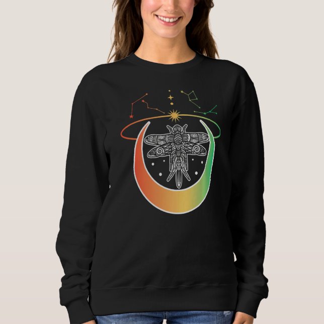 Camiseta Constelação de Lua de Dragonfly Crescent Gótico Pa (Frente)