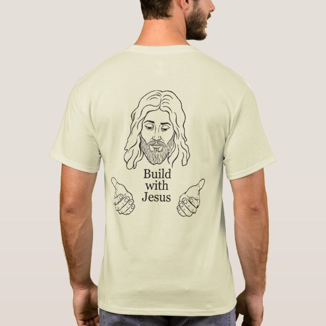 Camiseta Construa com o Desenho da Fé Cristã de Jesus (Verso)
