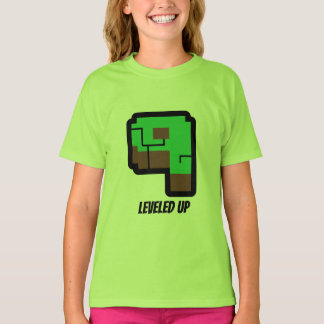 Camiseta Construção de Aniversário de Gamer Pixel Verde Nív