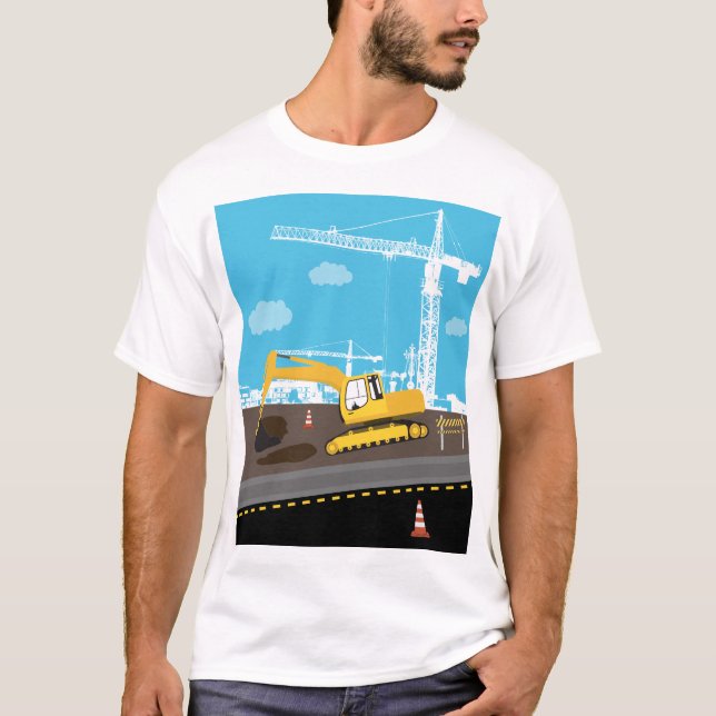 Camiseta Construção de Caminhões de Escavador (Frente)