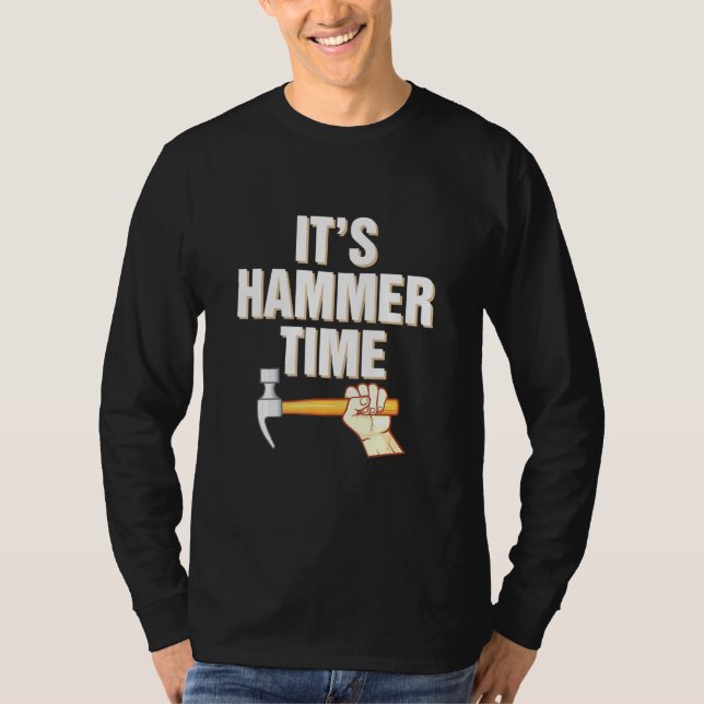 Camiseta Construção De Carpinteiro Com Tempo De Martelo Wo (Frente)