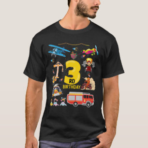 Camiseta Construção de carro de corrida de avião 3 anos ani
