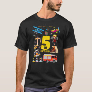 Camiseta Construção de Carro de Corrida de Avião 5 Anos de