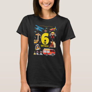 Camiseta Construção de Carro de Corrida de Avião 6 Anos de 