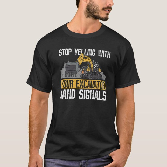 Camiseta Construção De Escavador De Invólucro E Areia De Es (Frente)