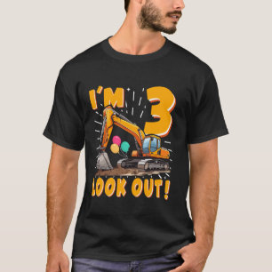 Camiseta Construção de escavador de três aniversário de 3 a