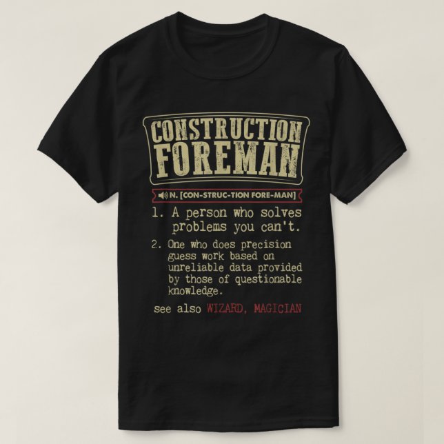 Camiseta Construção de Foreman - Definição de Funny (Frente do Design)