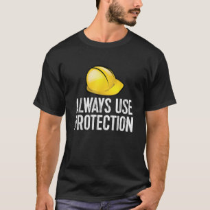 Camiseta Construção Divertida Sempre Use Proteção Capacete