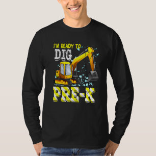 Camiseta Construção Do Escavador Pré-K De Volta À Equipe P